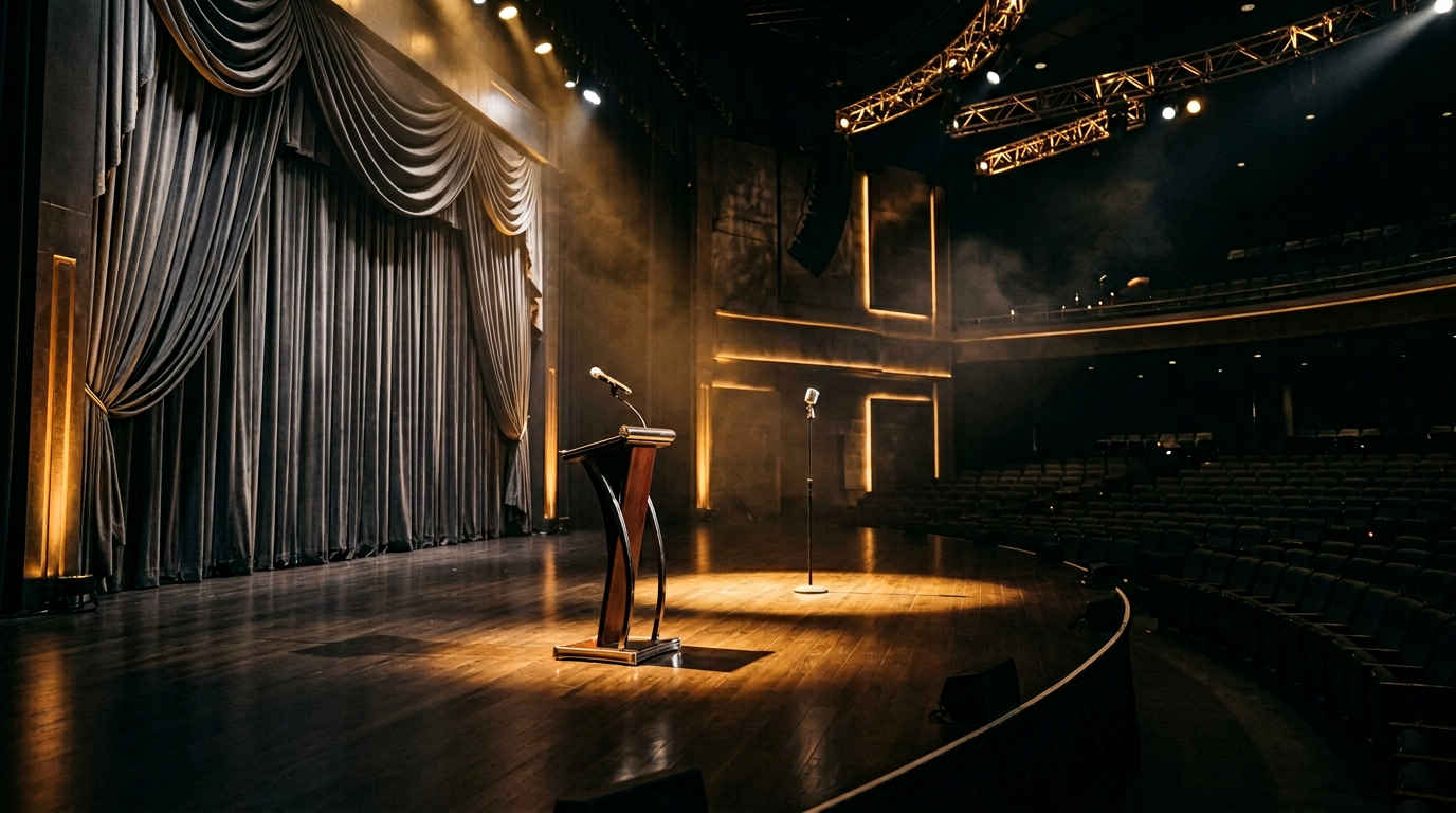 Elegant stage and spotlight for presenters and talent